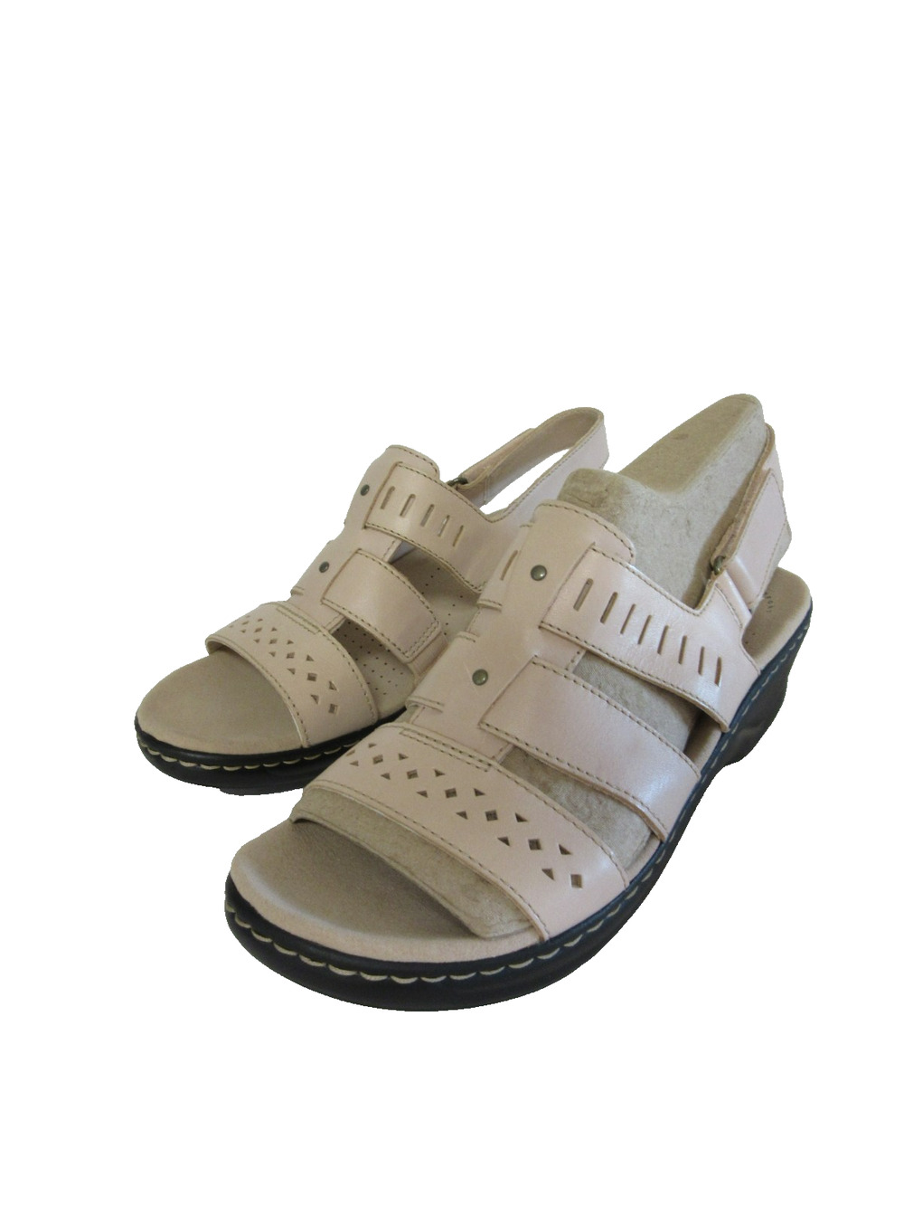 CLARKS Blush Leather Lexi Qwin 10M Cut Out Slingback Comfort Sandals NIB